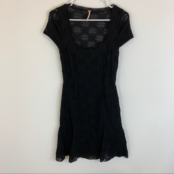 Free People Daisy Godet Slip Dress Black Lace - Picture 5 of 14